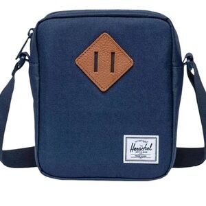 Herschel Supply Company Navy Messenger Crossbody with Brown Patch